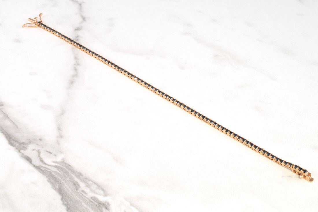 2mm Black Diamond Rose Gold Tennis Bracelet